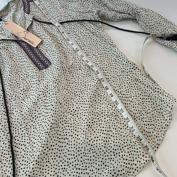 Les Serein new tags, black and cream polkadot with trim, blouse, medium - Picture 6 of 7